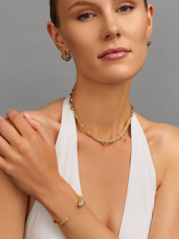 Nialaya Women's Necklace Chain Choker with Rose Quartz Chain Choker with Rose Quartz 18 Inches / 45.7 cm WNECK_326